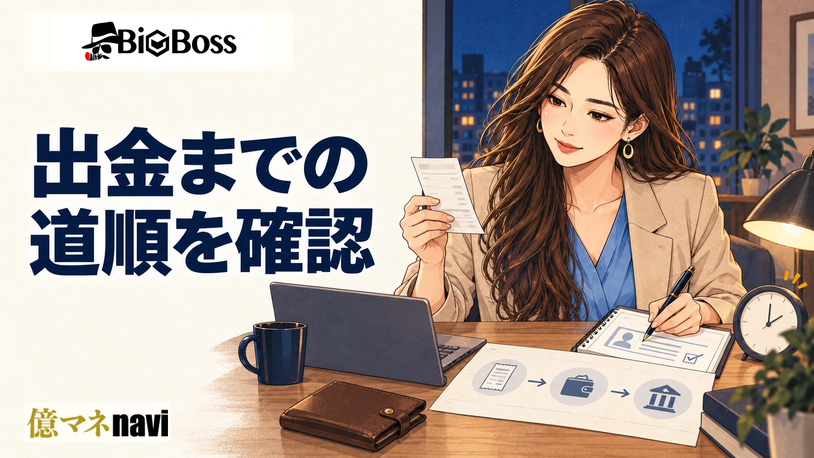 「BigBoss出金方法の完全ガイド｜国内銀行・仮想通貨・ウォレット比較と安全に出金するコツ」のアイキャッチ画像